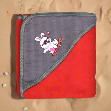 Bath Towel With Hood Red Rabbit
